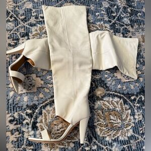 IRO Cream Open-Toe Knee-High Heeled Boots
